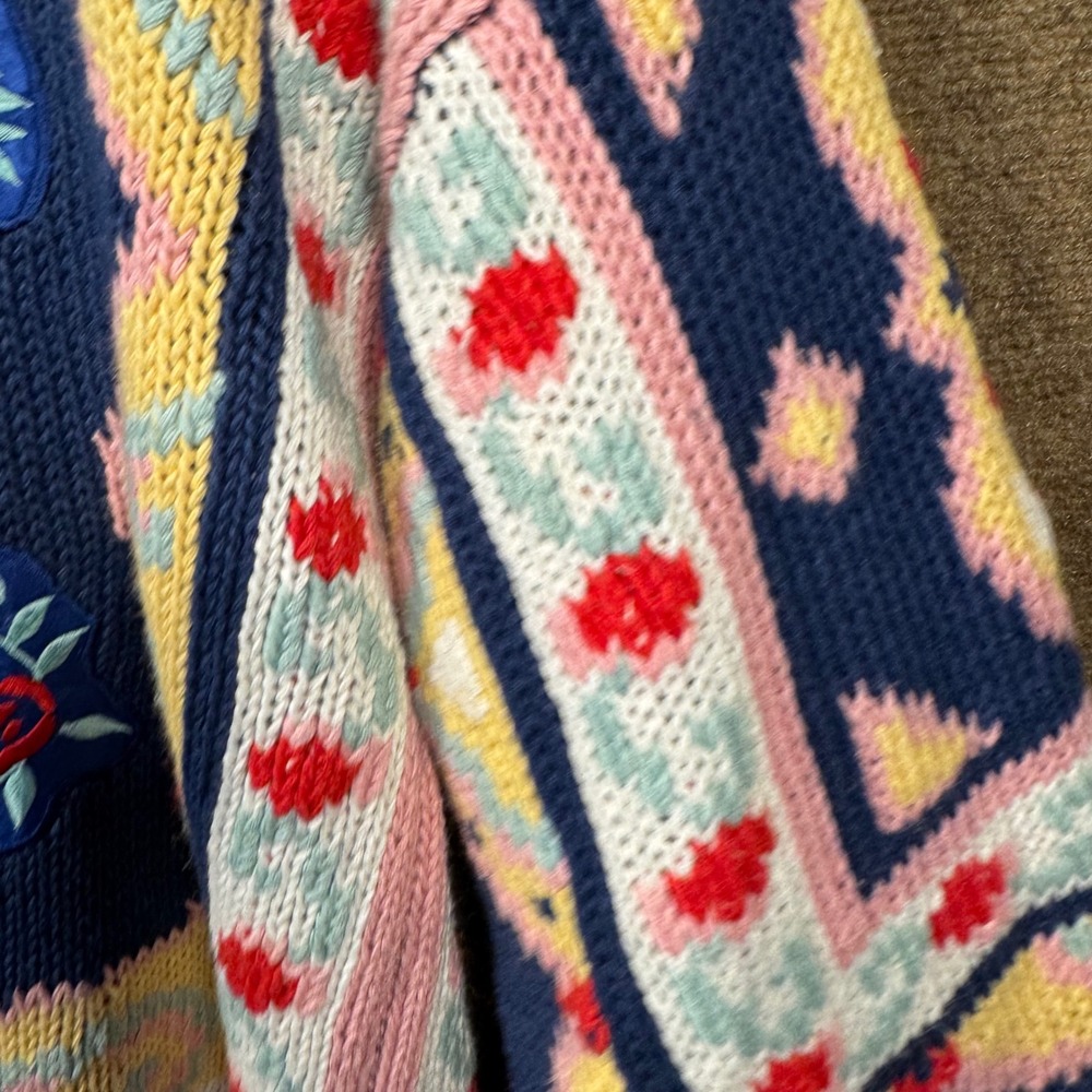 Vintage Together Hand Knit 80s Cardigan Women's Size XL Missy Embroidered Patch - Picture 11 of 14
